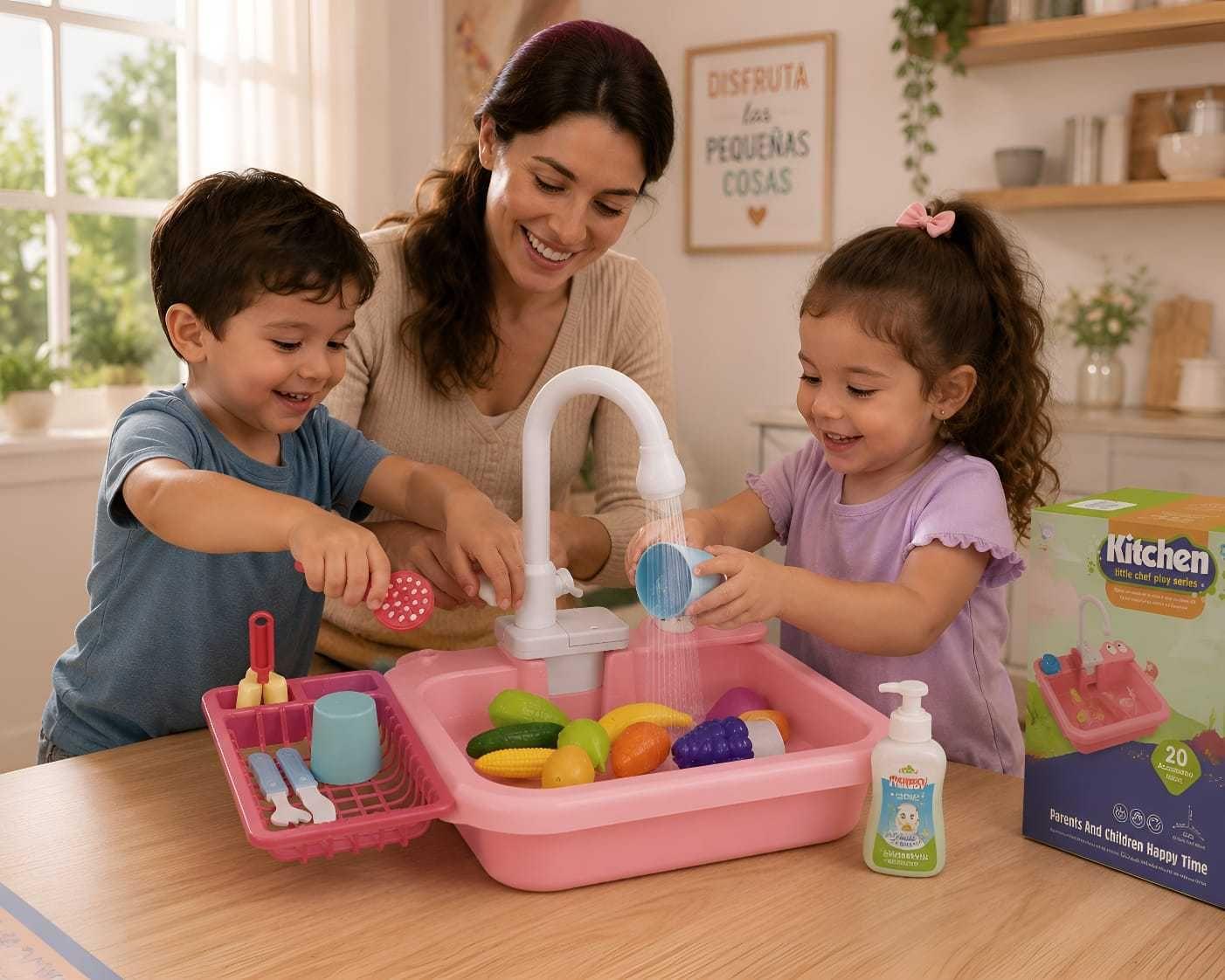 Set de Cocina Lavaplatos de Juguete con Circulación de Agua ROSA-3