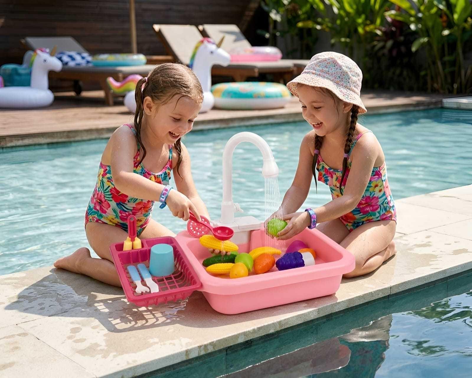 Set de Cocina Lavaplatos de Juguete con Circulación de Agua ROSA-4