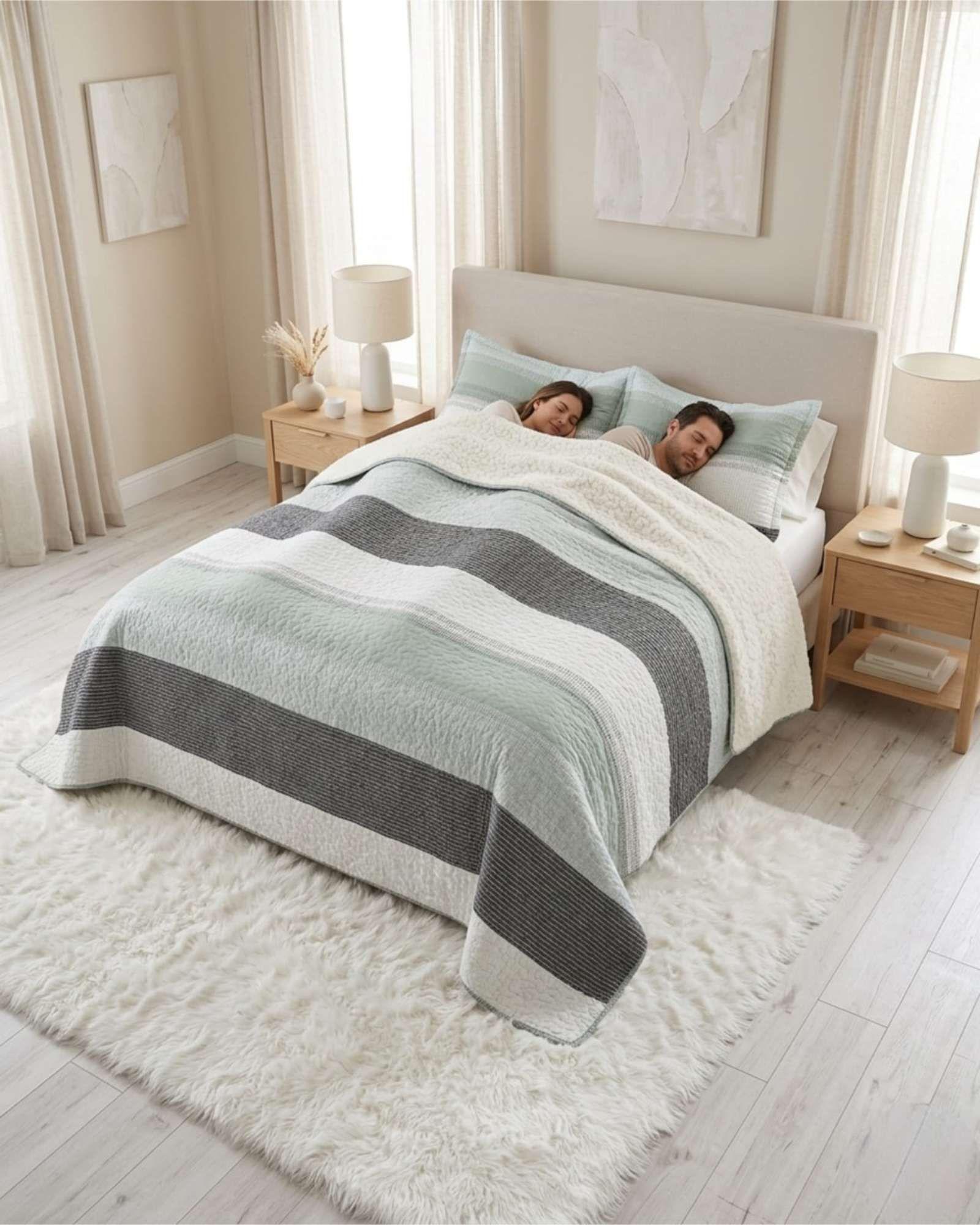 Juego De Cubrecama Sherpa Calidez Superior Con Sabanas 2 Plazas m6-1