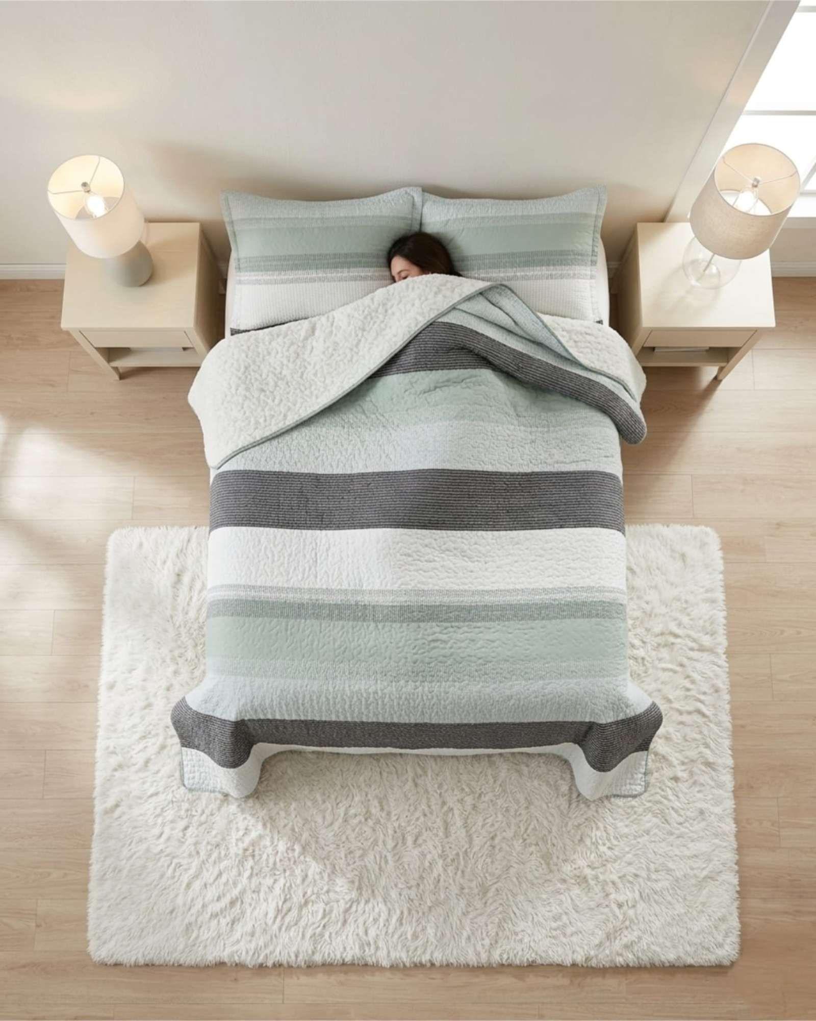 Juego De Cubrecama Sherpa Calidez Superior Con Sabanas 2 Plazas m6-4