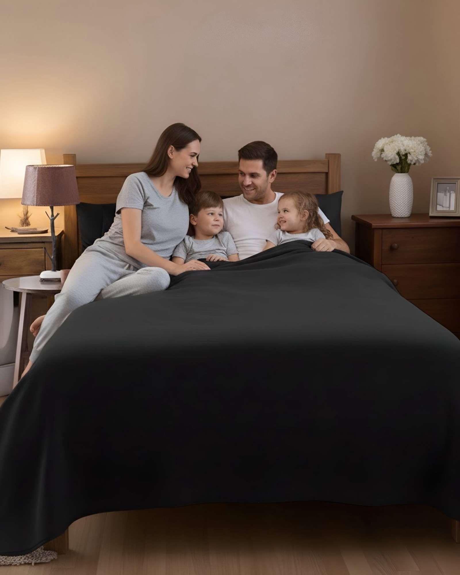 Sabana extra suave premium de polar Negra plaza y media-3