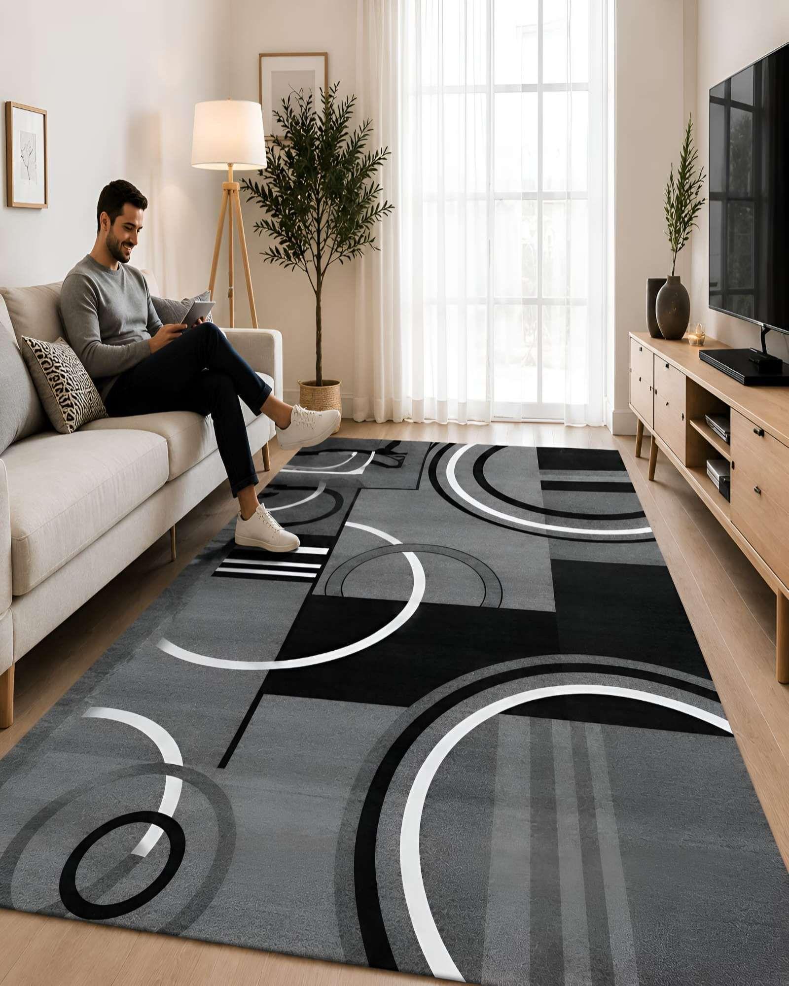Alfombra de Diseño Geométrico (200x240 cm) Elegancia y Confort para Espacios Amplios 15-2