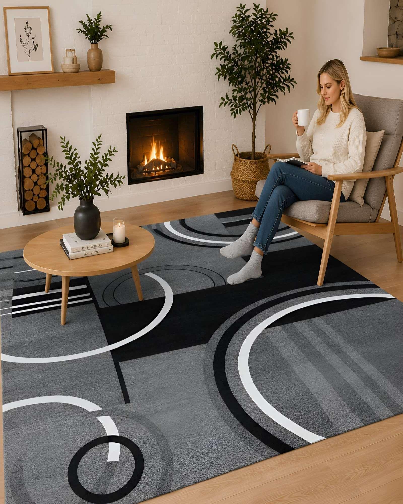 Alfombra de Diseño Geométrico (200x240 cm) Elegancia y Confort para Espacios Amplios 15-3