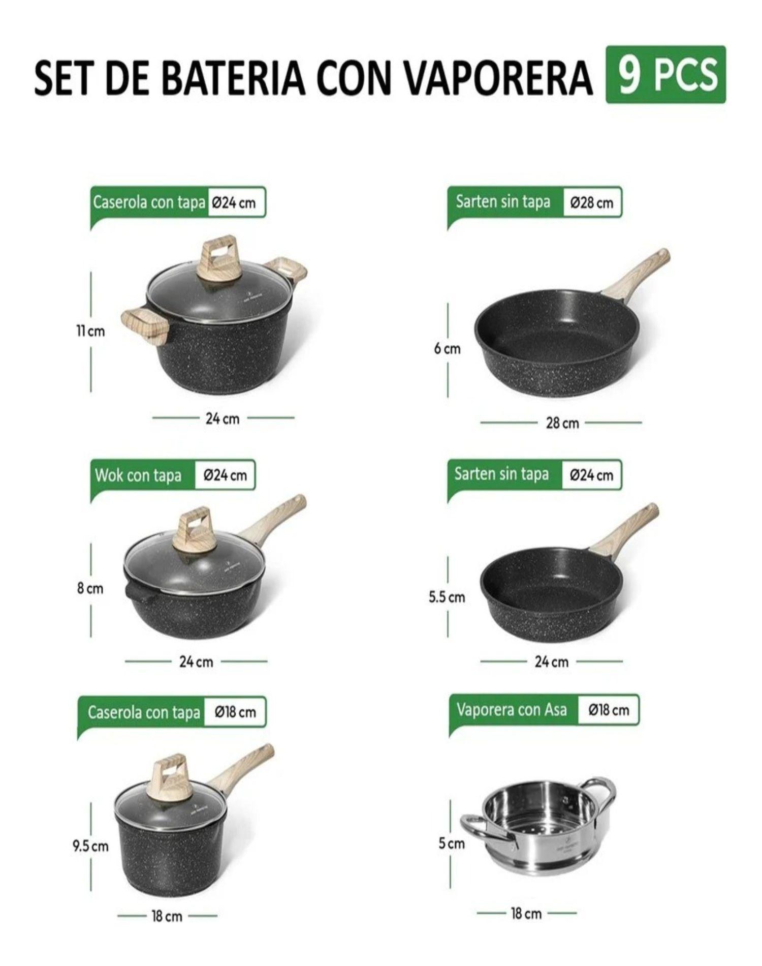Set Ollas Antiadherentes Granito Profesional 9 Piezas B-1