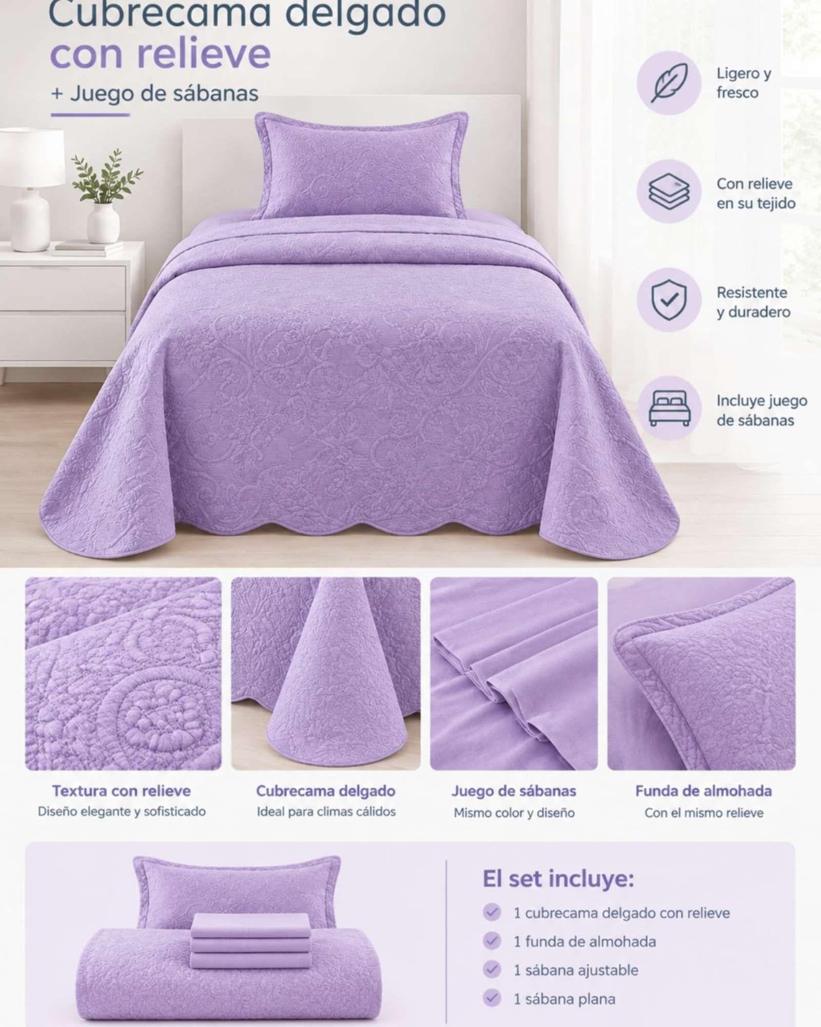 Cubrecama Quilt Verano 1.5 Plazas Textura En Relieve 04-4