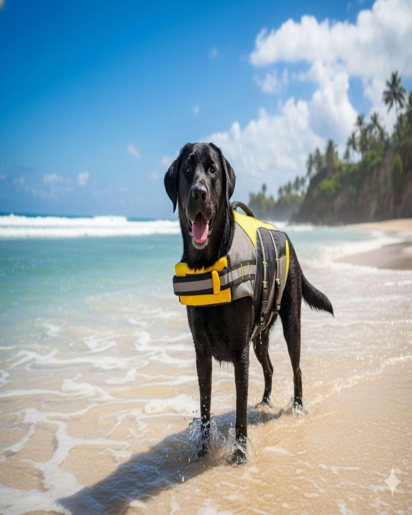 Chaleco flotador para mascotas con asa de rescate talla XL-3