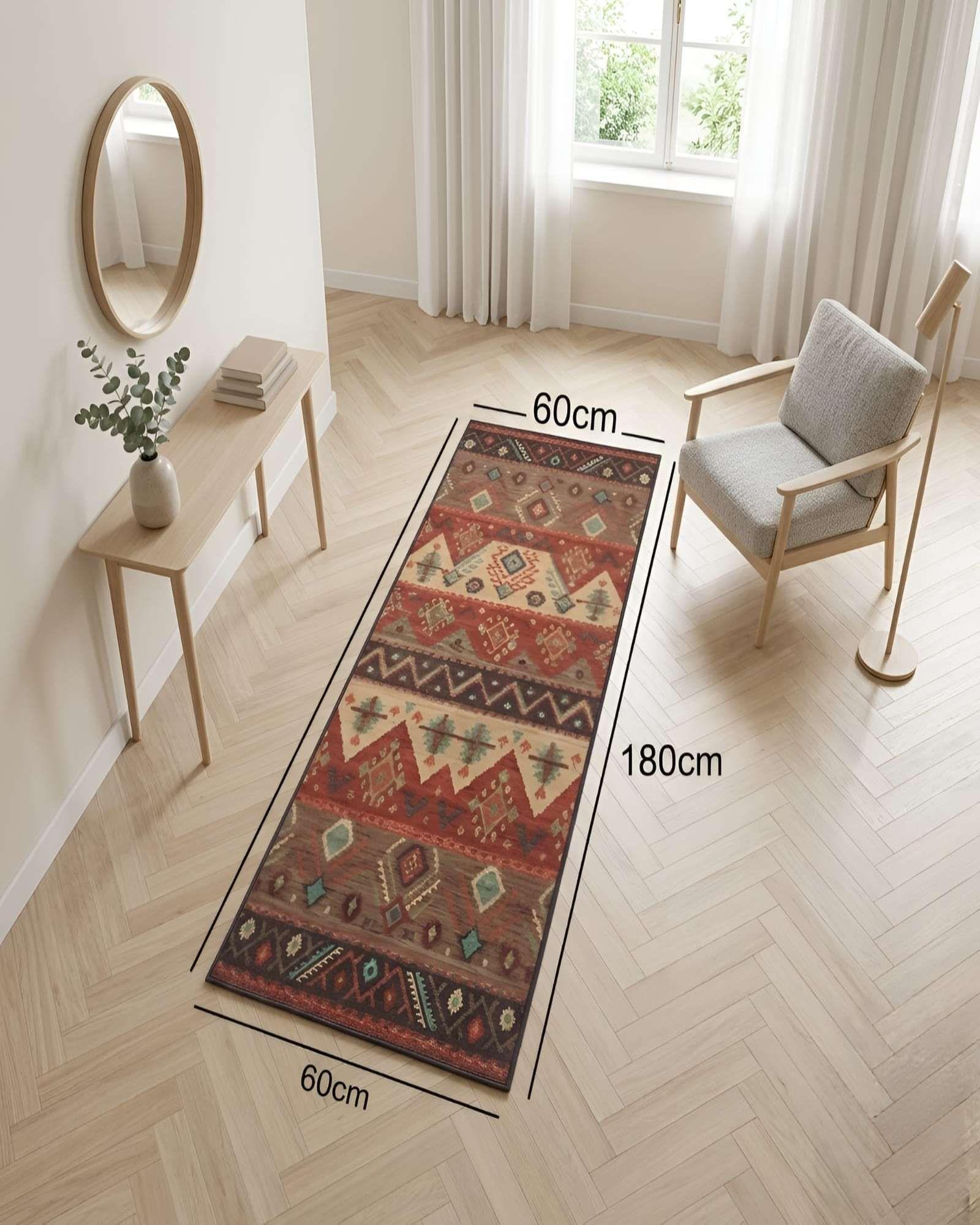 Alfombra Pasillera Decorativa 60x180 cm Estilo Contemporáneo 01-4