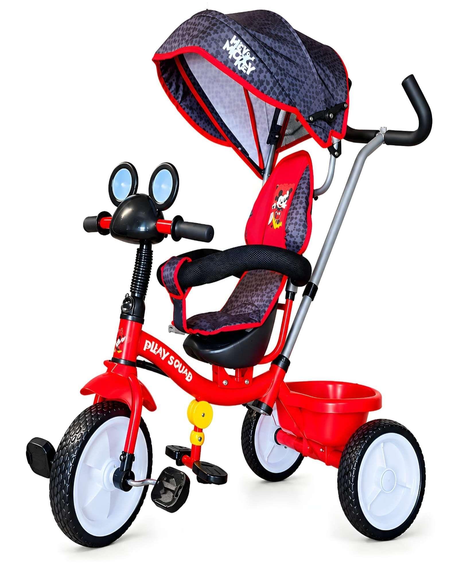 Triciclo Para Niños De Mickey Mouse Con Barra De Seguridad Y Toldo-5