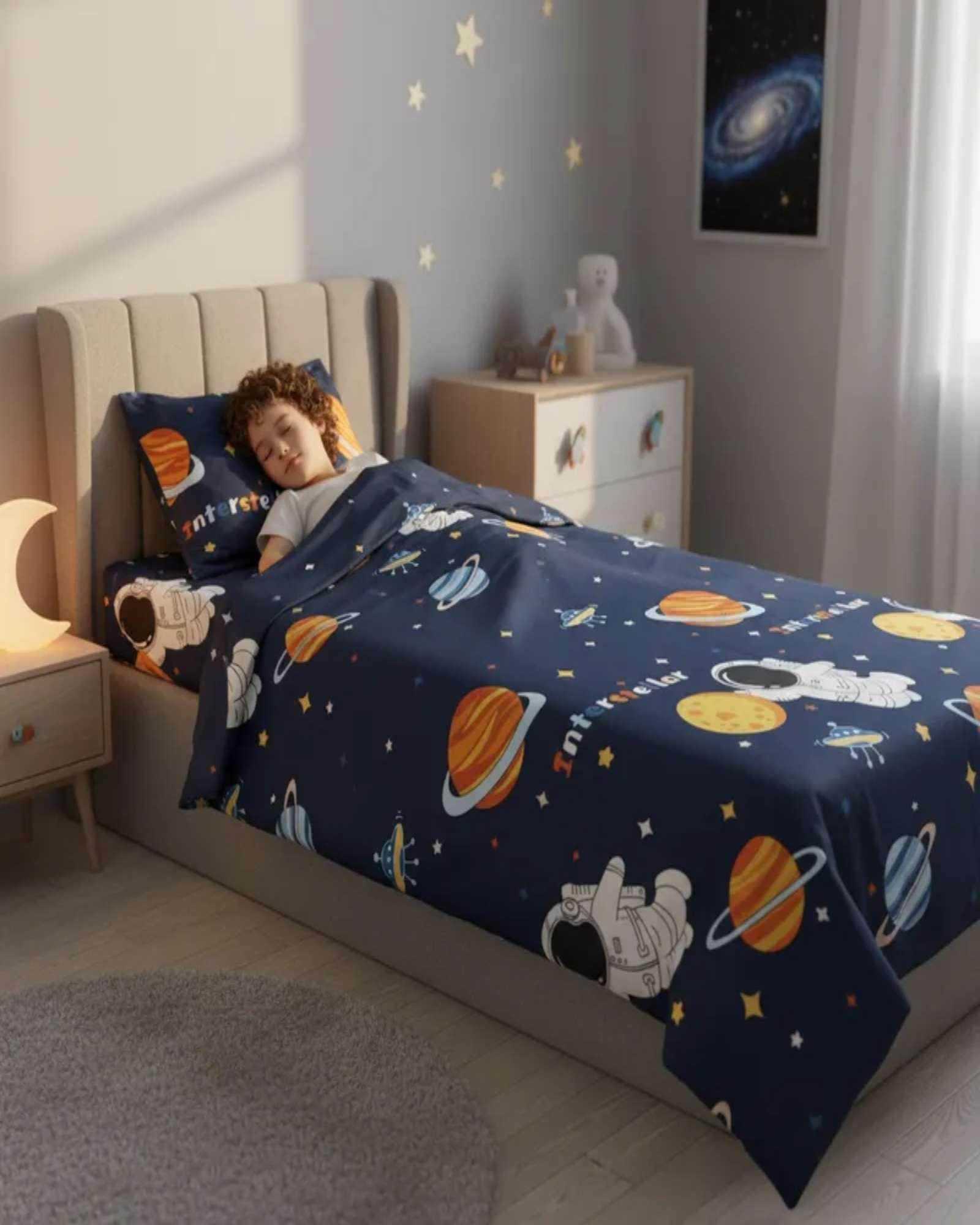 Juego de Sábanas niña niño infantil plaza y media Astronauta-4