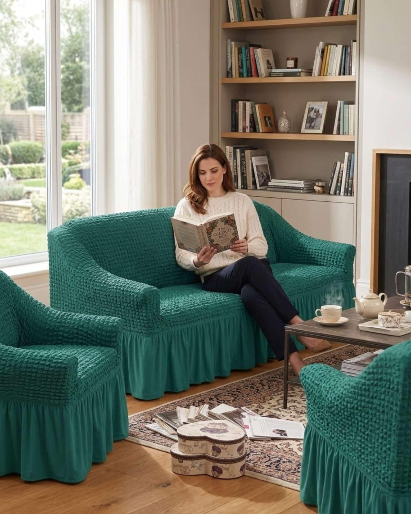 Cubre sillon 3+1+1 Diseño Sofisticado Turco con Vuelo Inferior m9-4