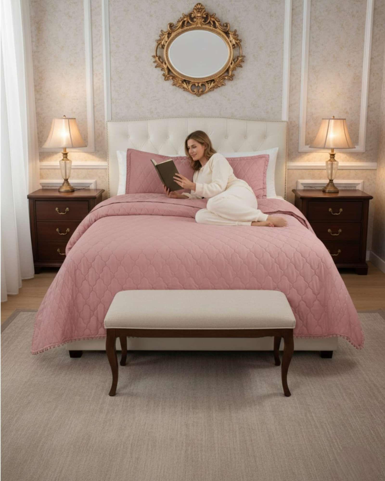 Cobertores de Verano-Primavera con Diseño de Pompon (king-super king) motrado-3