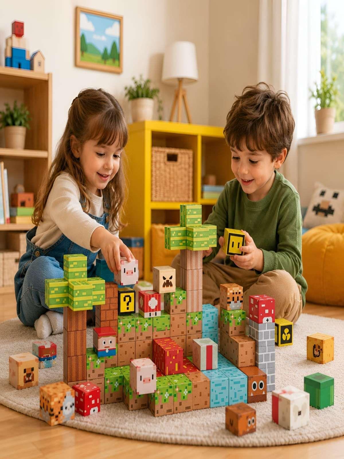 Set de Bloques Magnéticos 84 Piezas Juego de Construcción Estilo Píxel 3D-4