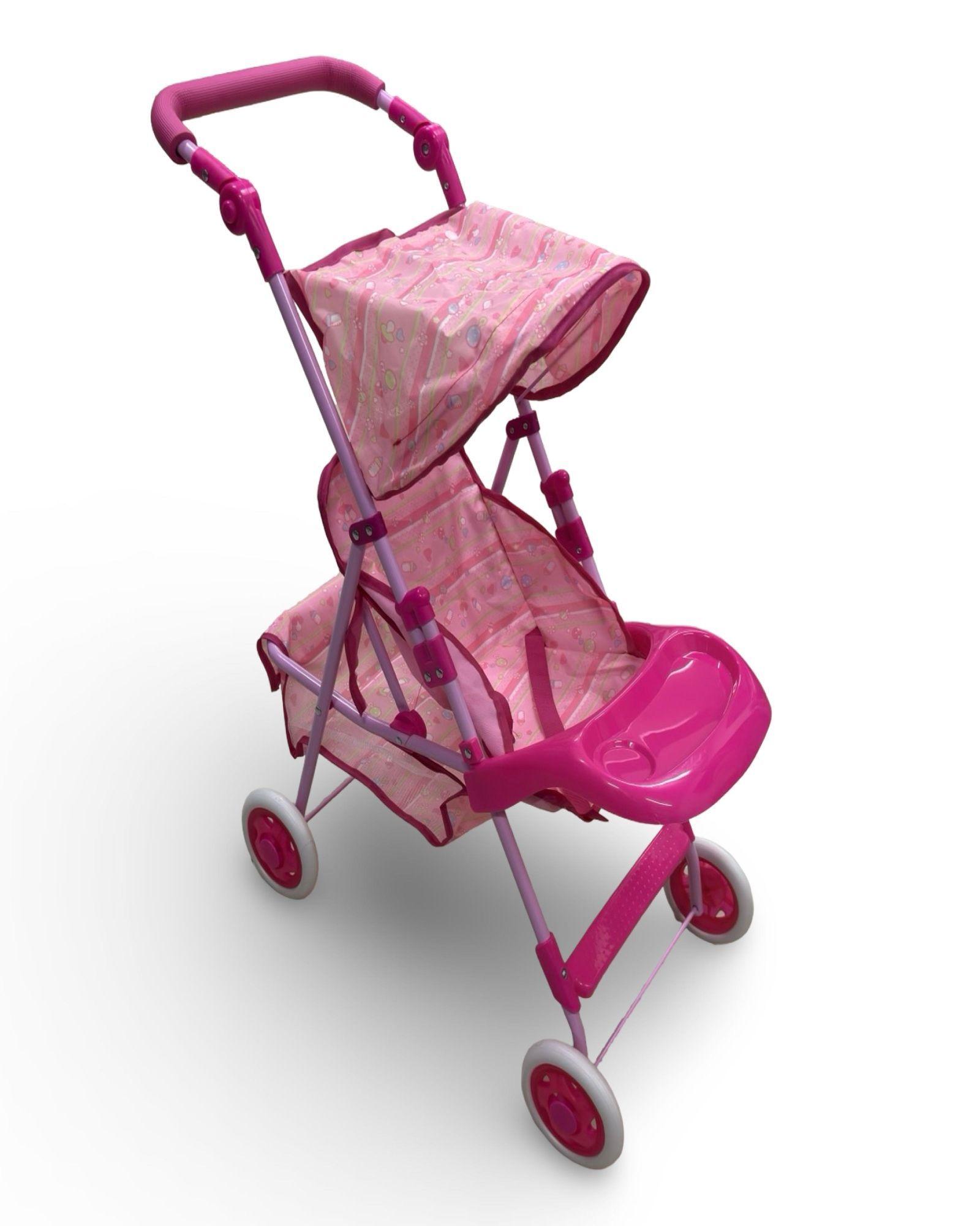 COCHE MUÑECA METALICO GRANDE DISEÑO ROSADO-3