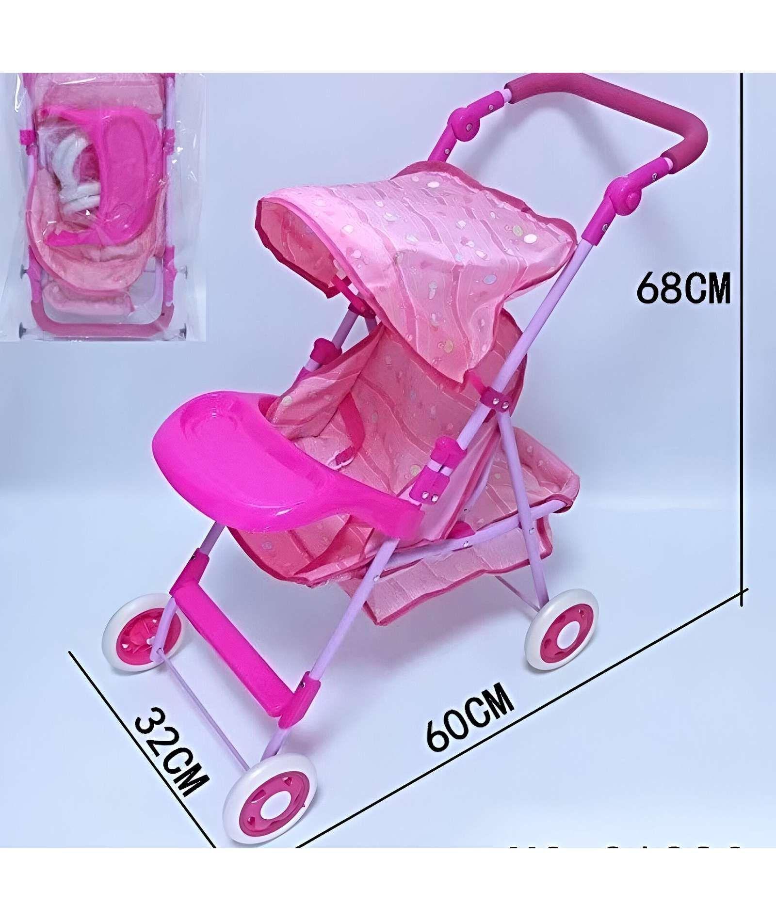 COCHE MUÑECA METALICO GRANDE DISEÑO ROSADO-4