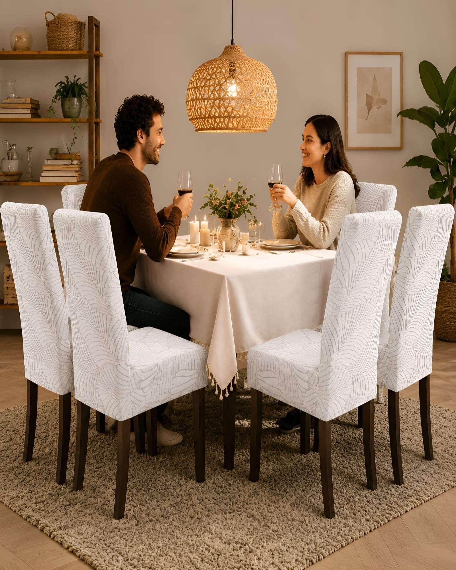 Juego De 6 Fundas Para Sillas De Comedor Ajustables Texturizadas m1-0