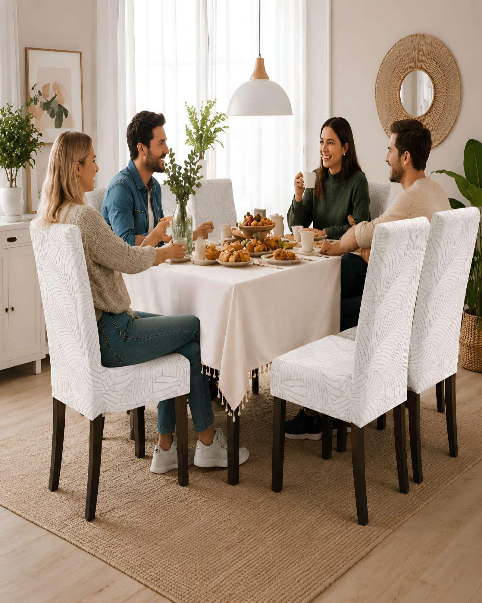 Juego De 6 Fundas Para Sillas De Comedor Ajustables Texturizadas m1-1