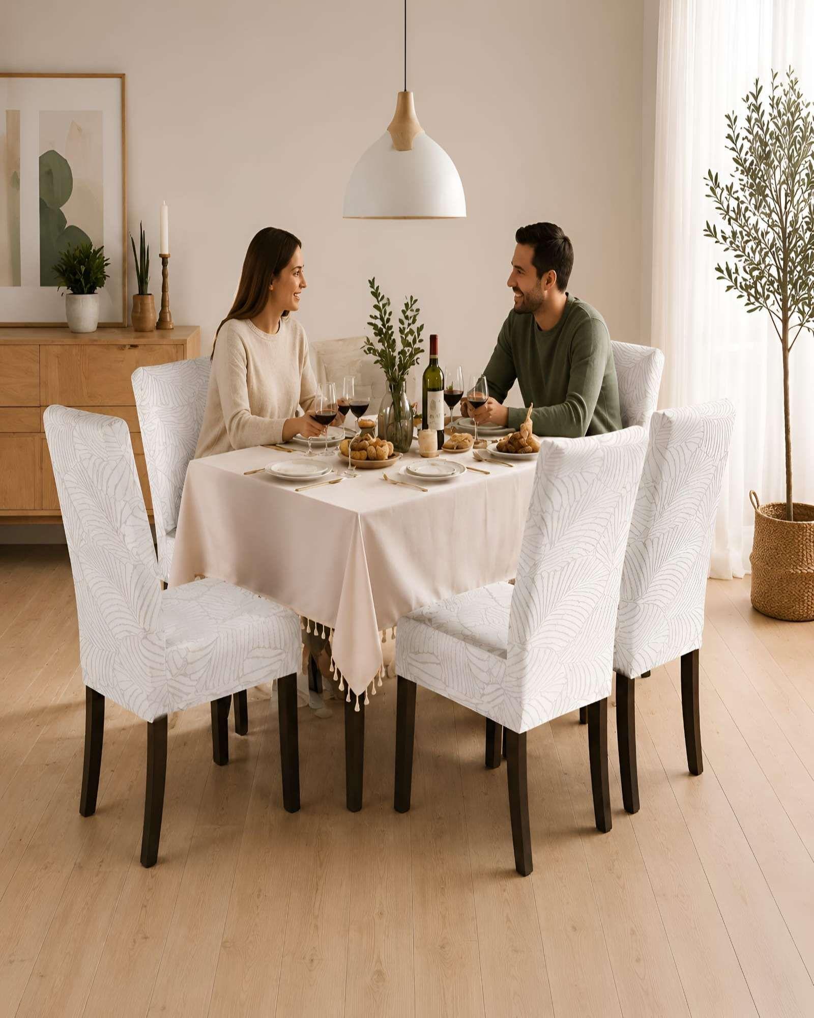 Juego De 6 Fundas Para Sillas De Comedor Ajustables Texturizadas m1-2