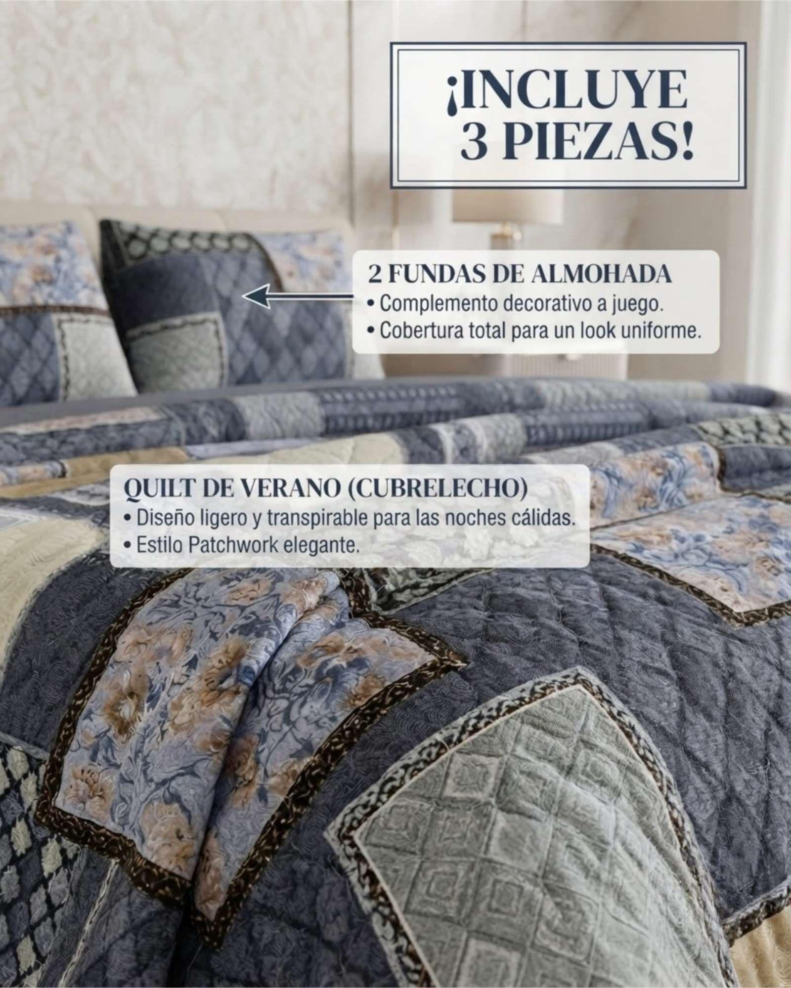 Cubrecama Quilt de Verano King Delgado Ultra Liviano 01-4