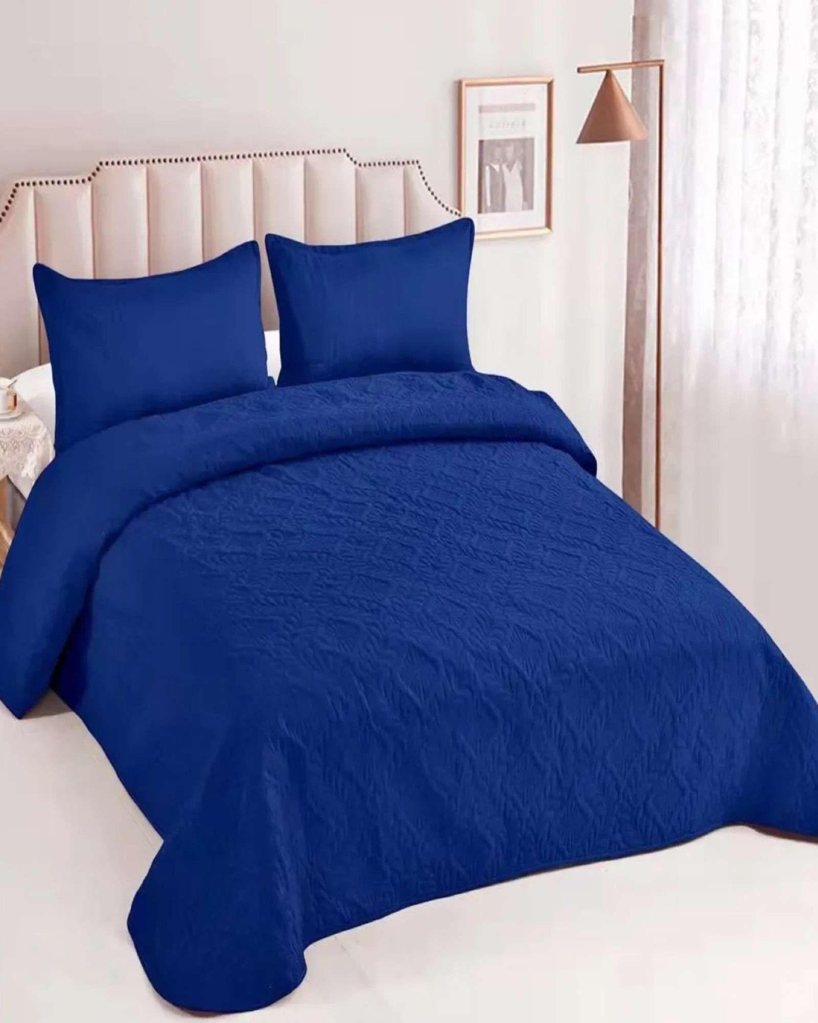 COBERTOR COLCHA DE VERANO QUILT KING - SUPER KING 250 CM X 270 CM AZUL-3