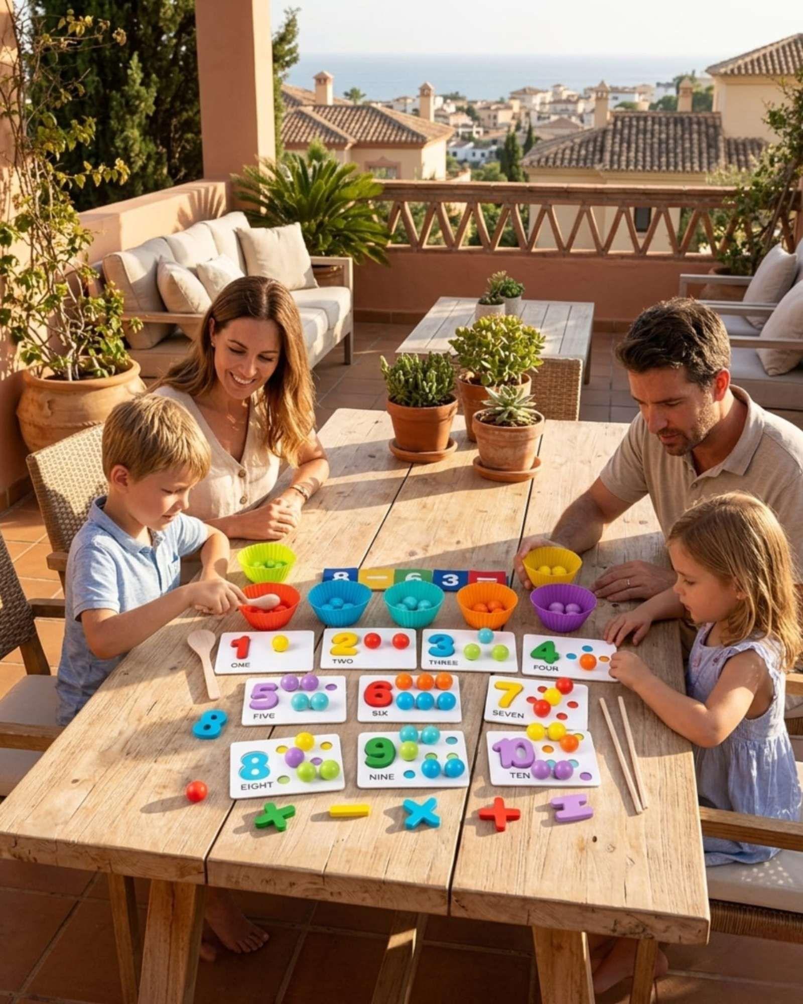 JUEGO DE APRENDIZAJE, CUENTAS MONTESSORI DE NUMEROS Y COLORES CON PINZAS  -4