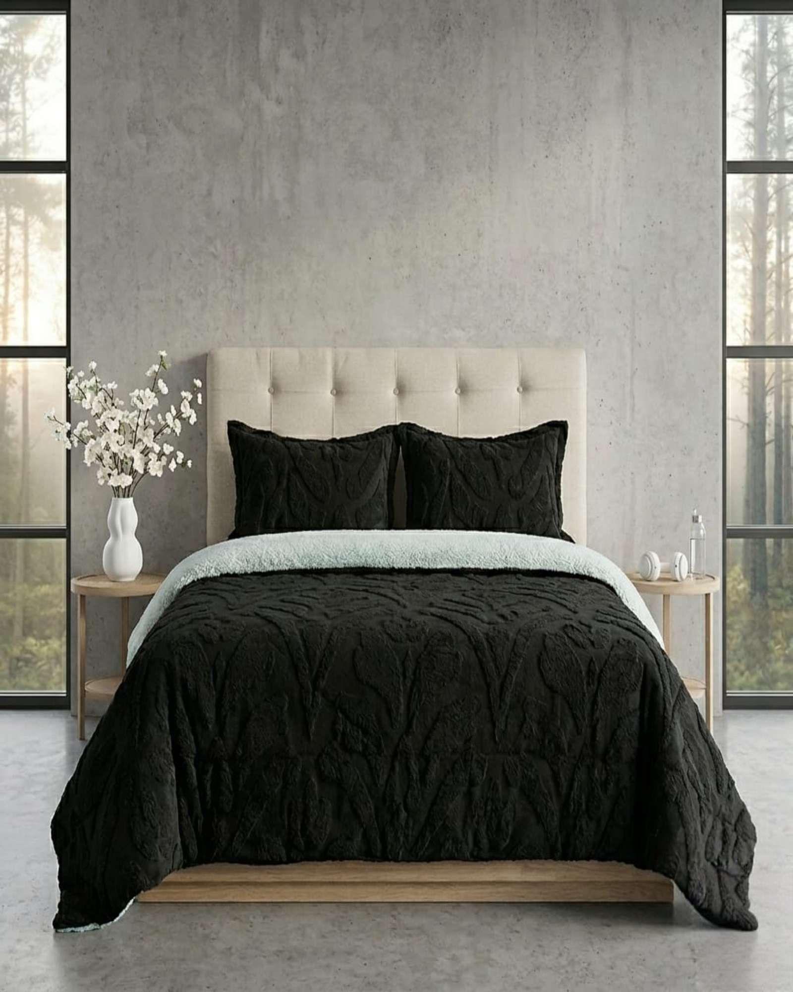 Cubrecama Plaza y Media Sherpa Jacquard Cubrecama Plaza y Media Invierno Sherpa Jacquard Extra SuaveDeluxe-0