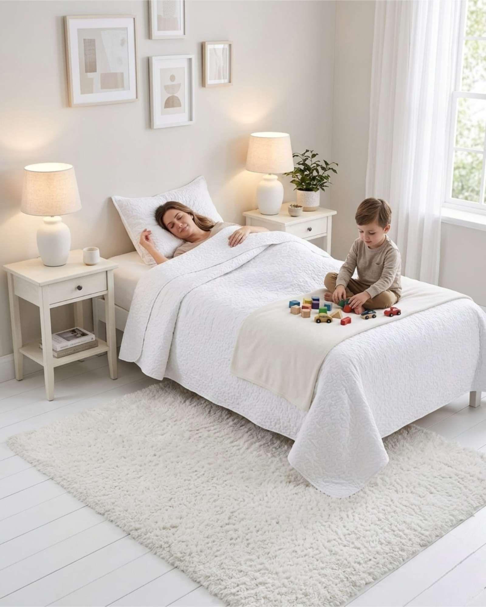 Cubrecama Quilt Verano Plaza y Media Suave Fresco Con Funda b5-3