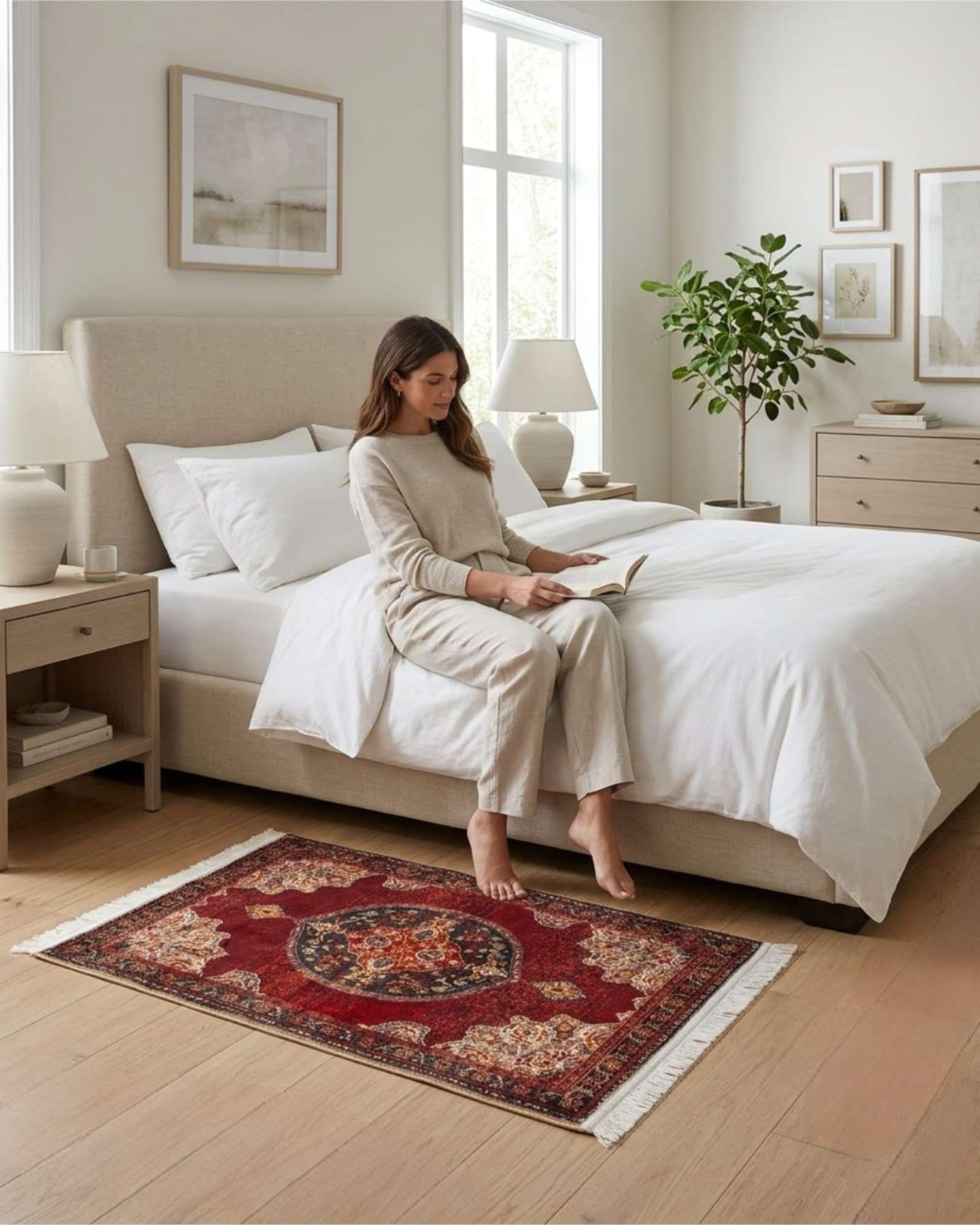 Set 2 Alfombras Decorativas Persa Vintage 80x120 Con Flecos m1-1