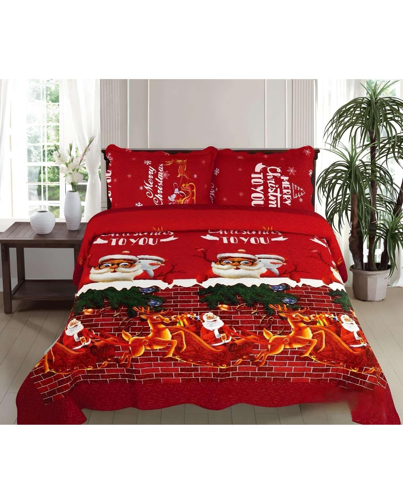 CUBRECAMA QUILT DE NAVIDAD PLAZA Y MEDIA  K3-0