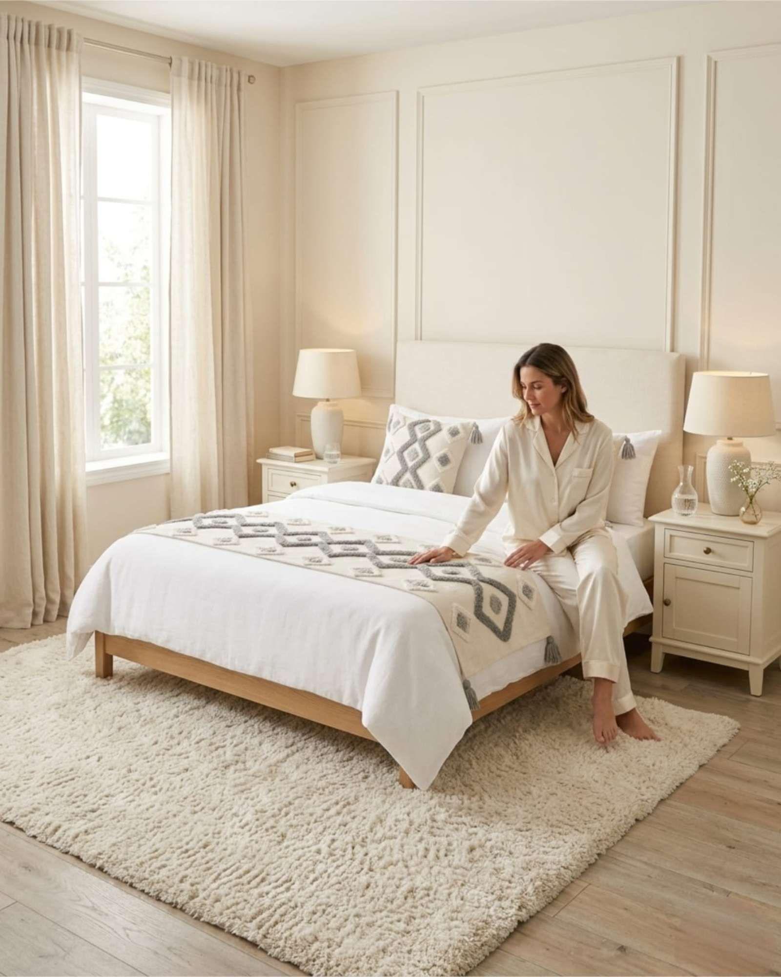 Piecera De Cama Manta Tejida Decorativa Boho P2-4