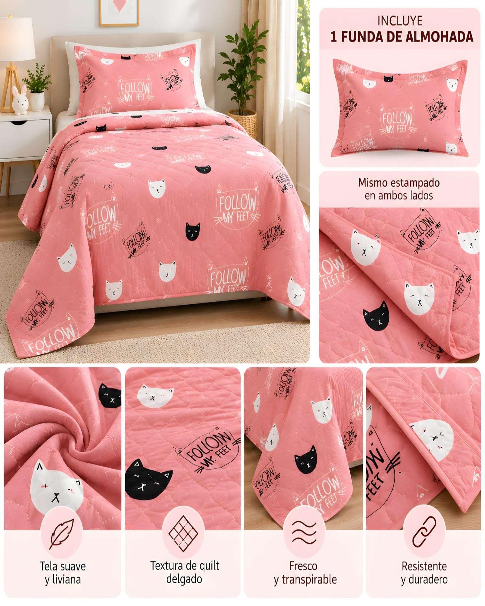 Cubrecama Quilt 1.5 Plazas para Verano con Almohada Incluida-4