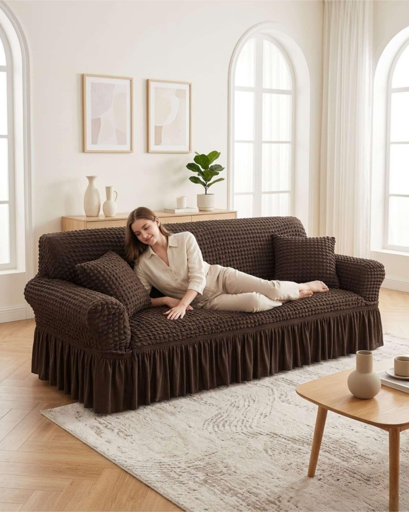 Funda de Sofa Turca de 4 Cuerpo Diseño Premium con Faldon m1-2
