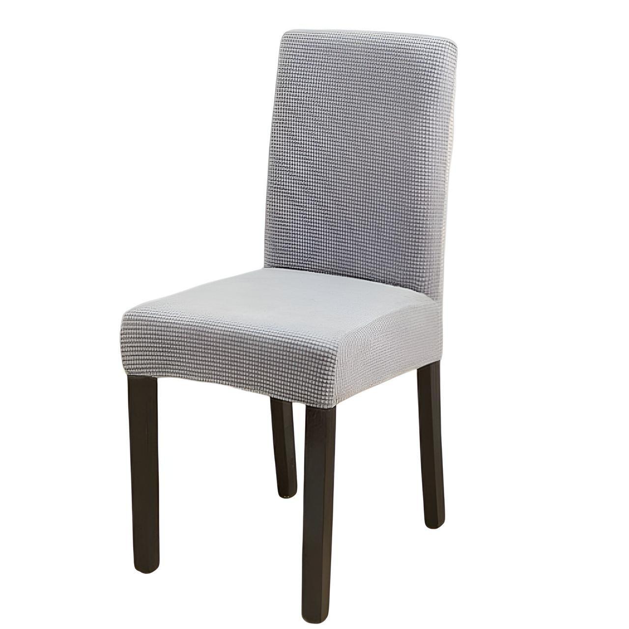 PACK DE 6 FUNDAS CUBRE SILLAS DE COMEDOR CUADRILLE GRIS CLARO-2