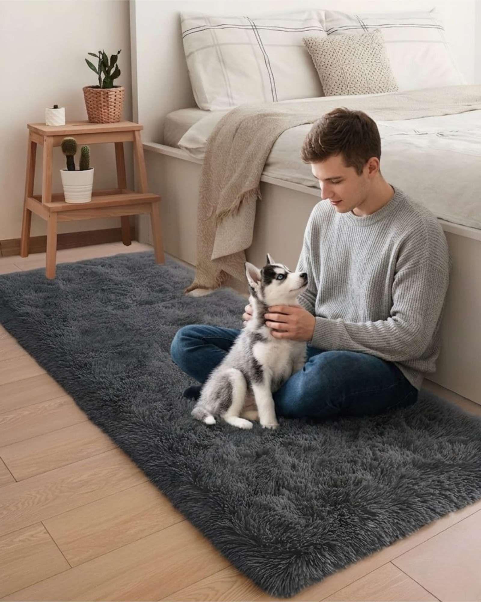 Alfombra Pasillera Shaggy 70x150 cm Pelo Largo gris-4