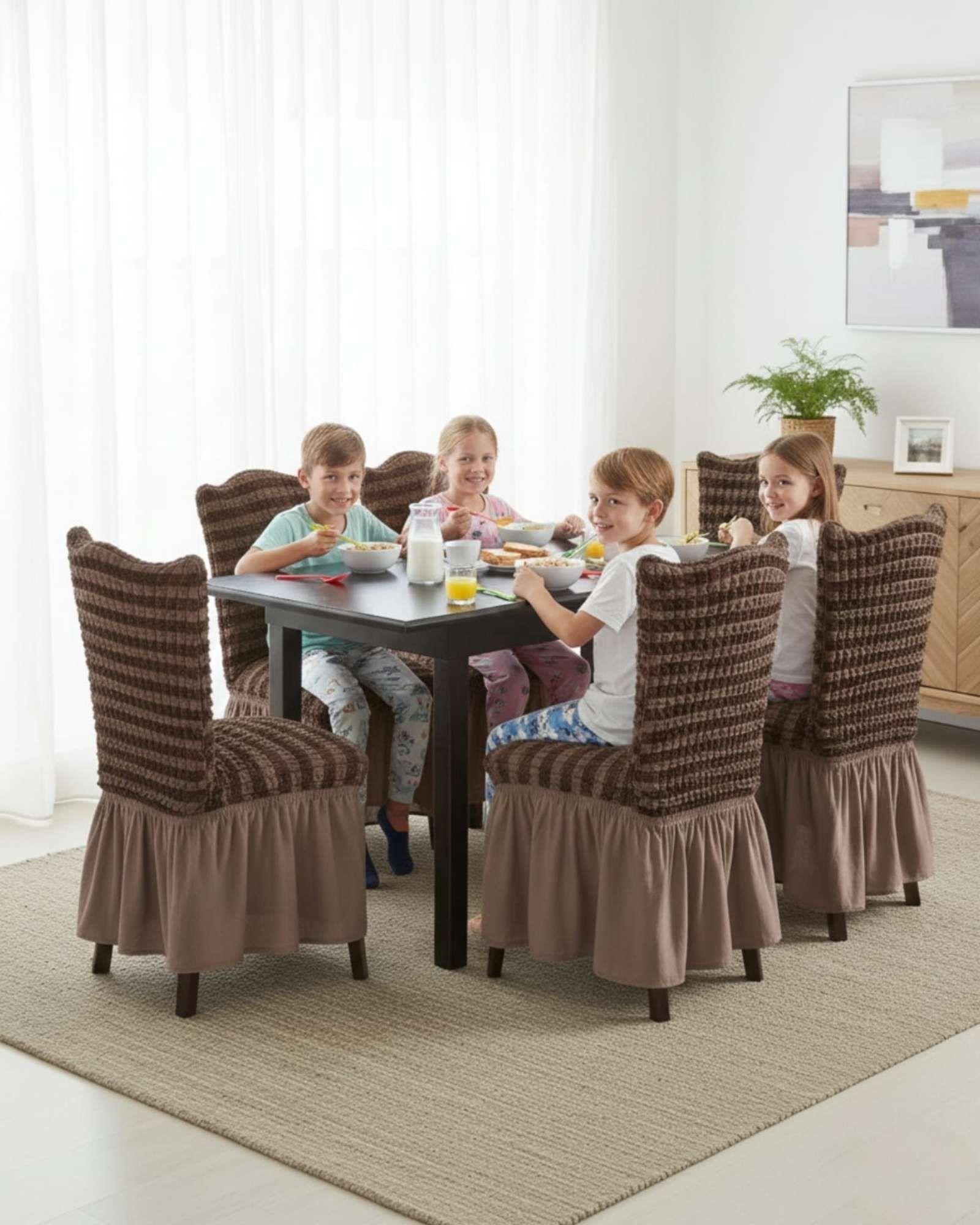 Set de 6 fundas turkas con falda con diseño de lineas M3-3