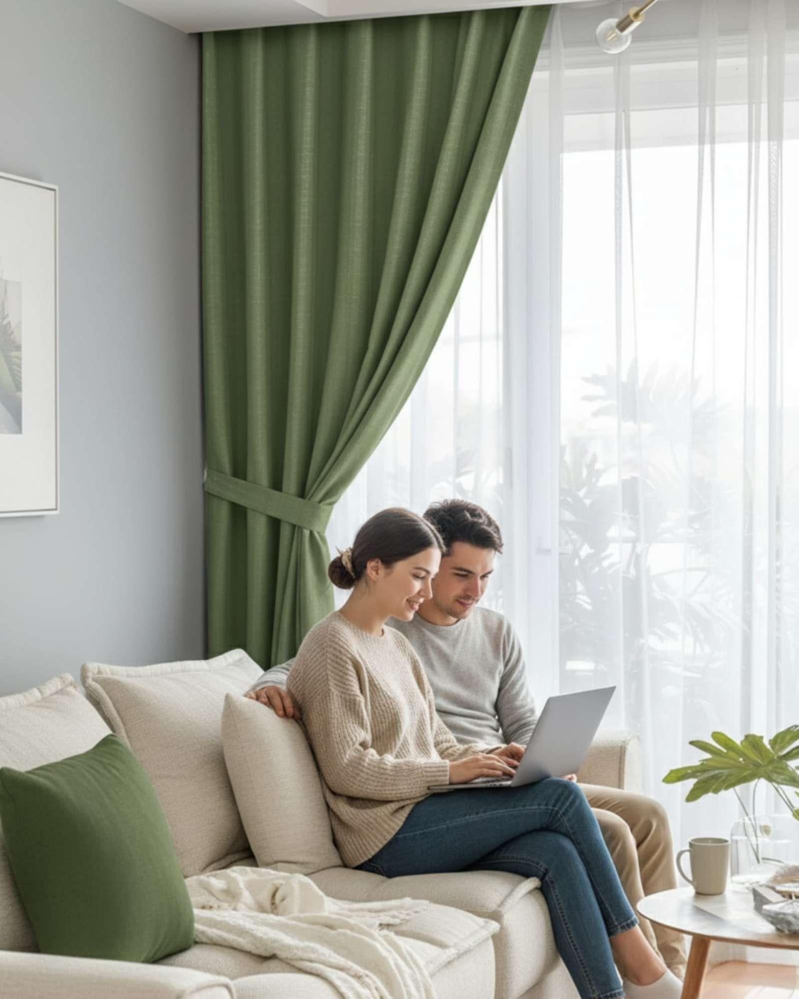 Set de Cortinas Blackout Engomadas Modernas de Lujo m4-4