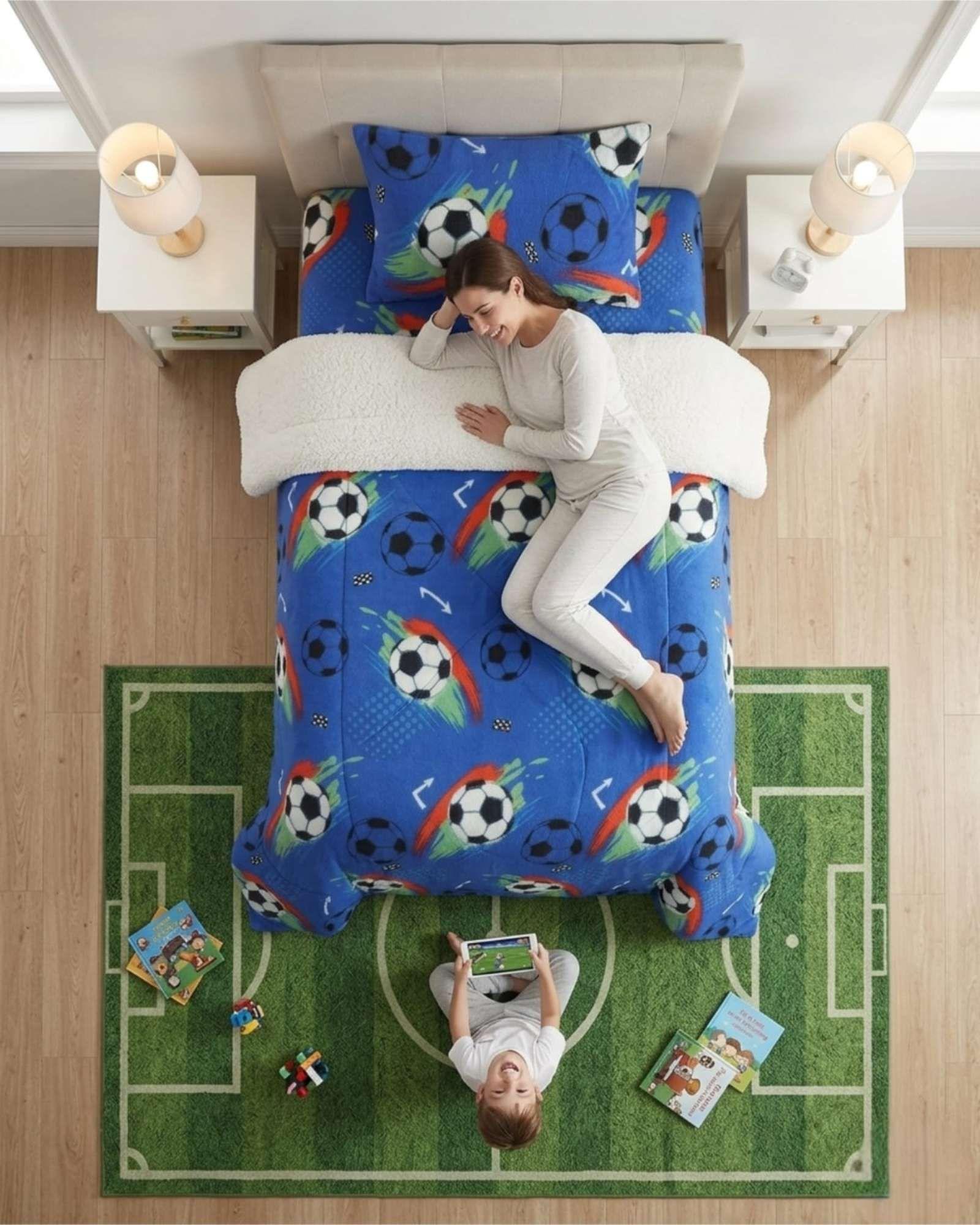 Juego De Cubrecama Sherpa Calidez Superior Con Sabanas Plaza Y Media m3-3