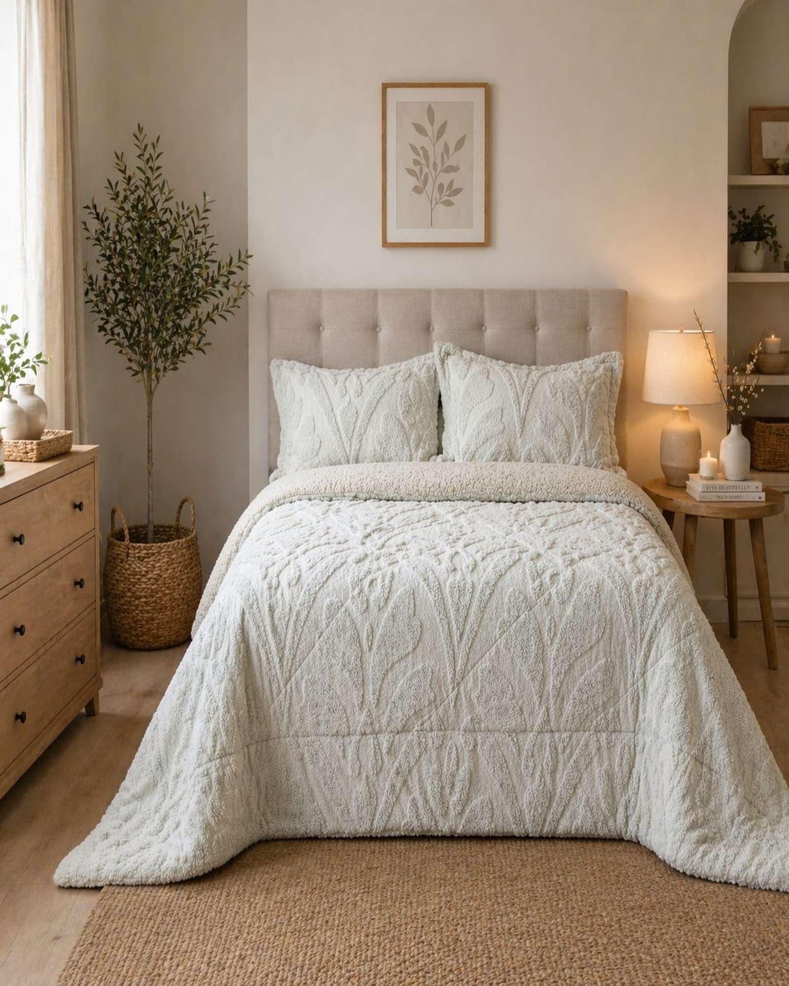 Cubrecama Texturizado Super King Sherpa Jacquard Deluxe D2-2