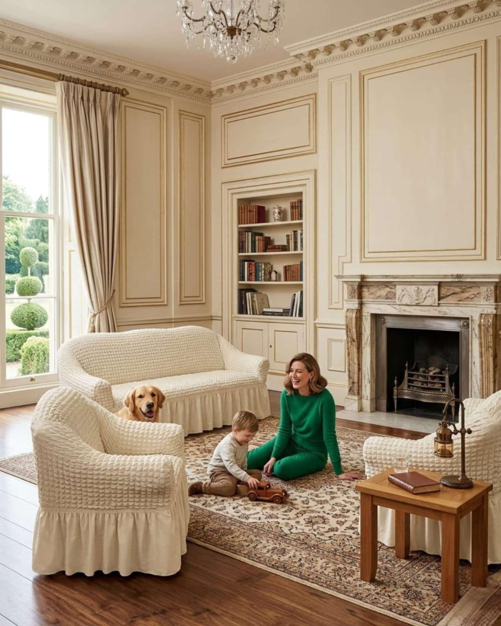 Cubre sillon 3+1+1 Diseño Sofisticado Turco con Vuelo Inferior m1-3