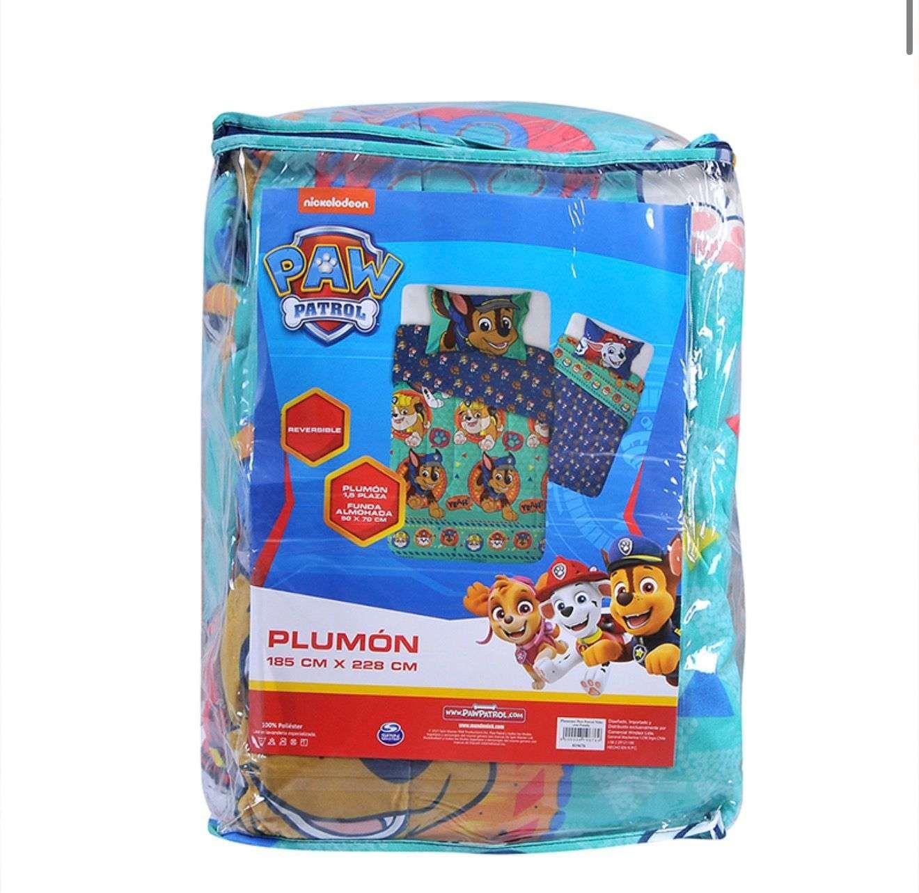 Cubrecama Plumón infantil  niña nilño Paw Patrol turquesa-2