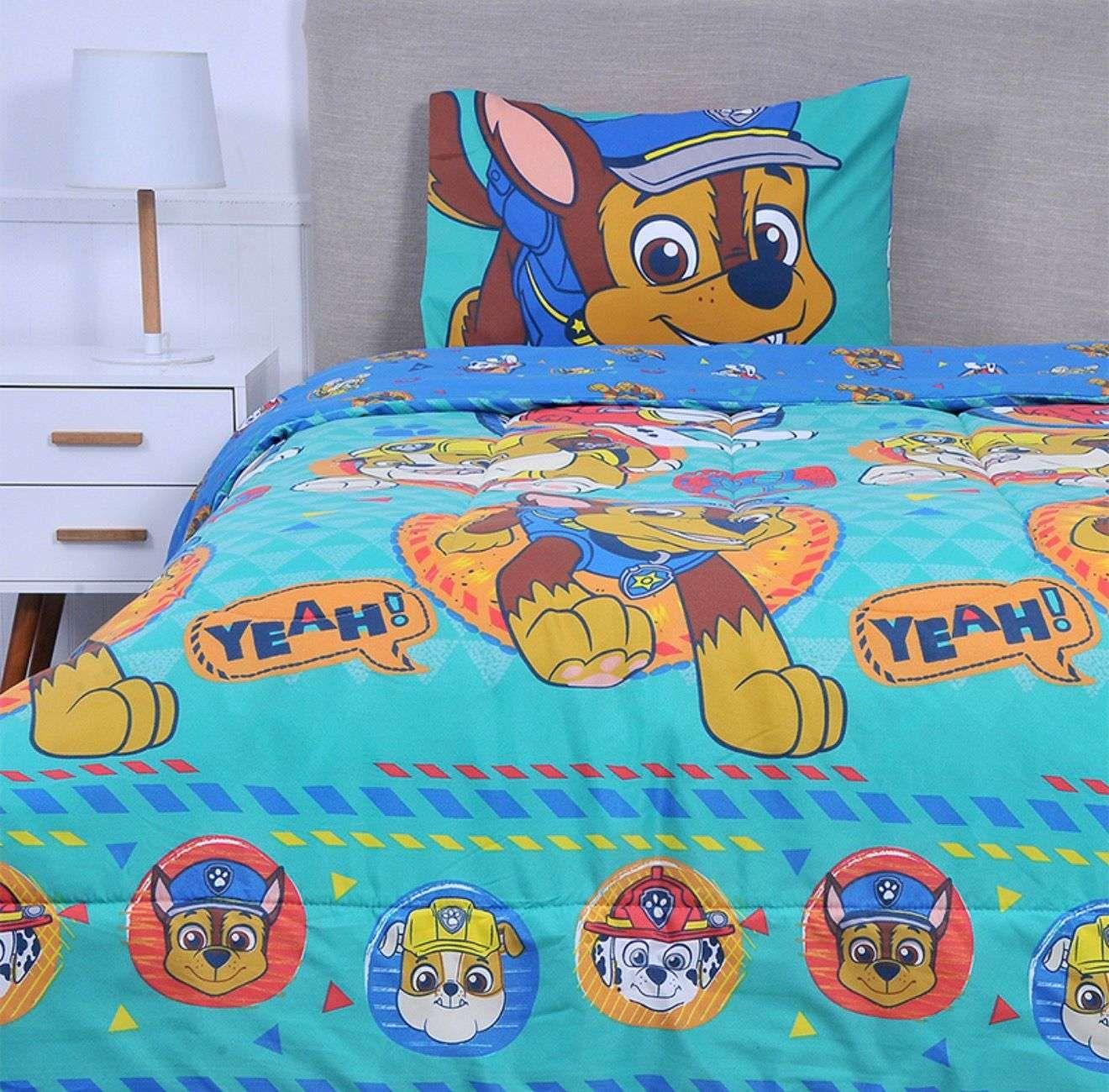 Cubrecama Plumón infantil  niña nilño Paw Patrol turquesa-3