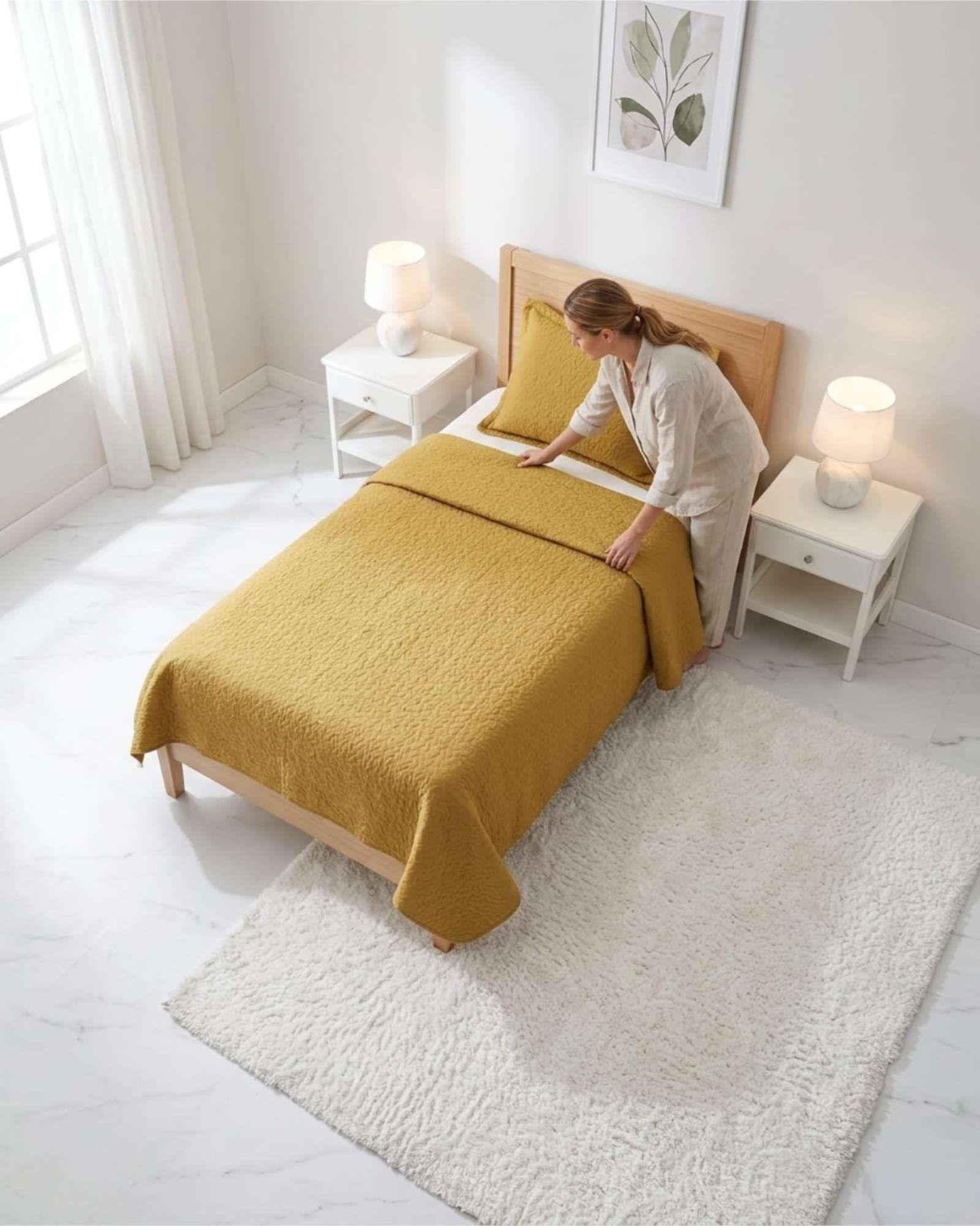 Cubrecama Quilt Verano Plaza y Media Suave Fresco Con Funda b1-3