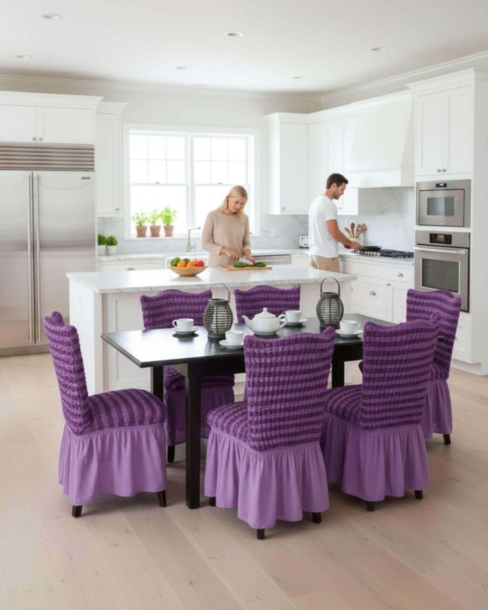 Set de 6 fundas turkas con falda con diseño de lineas M2-2