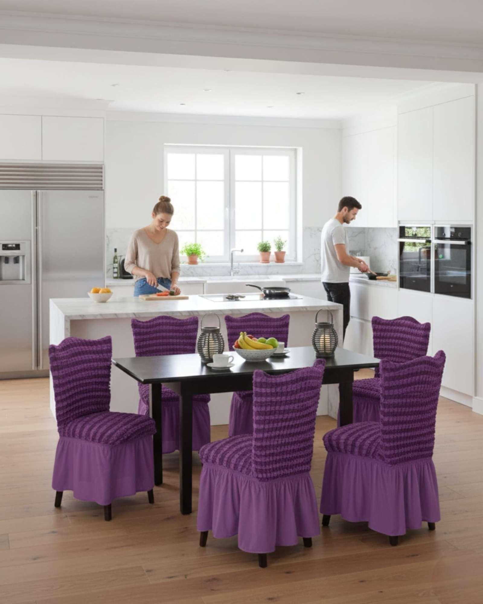 Set de 6 fundas turkas con falda con diseño de lineas M2-3