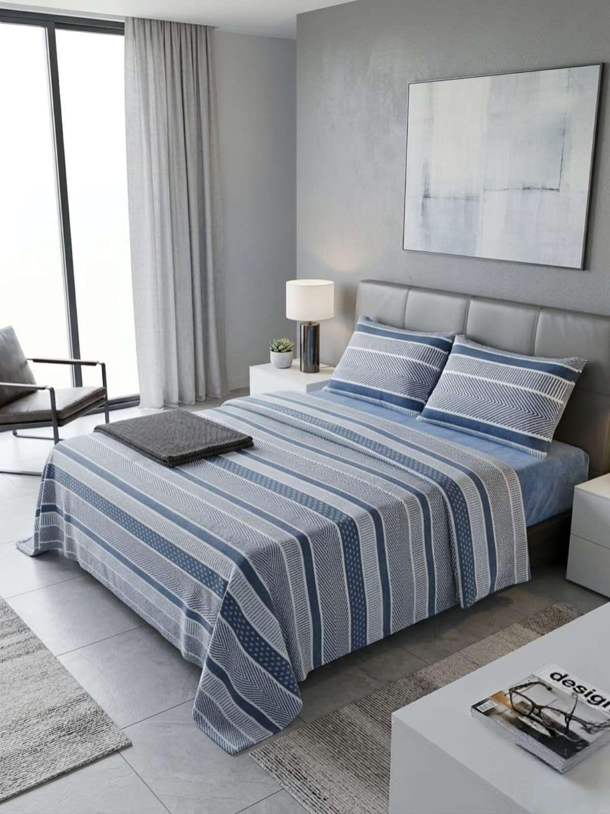 Juego de Sábanas Polar 2 Plazas Suave y Térmica Invierno azul-4