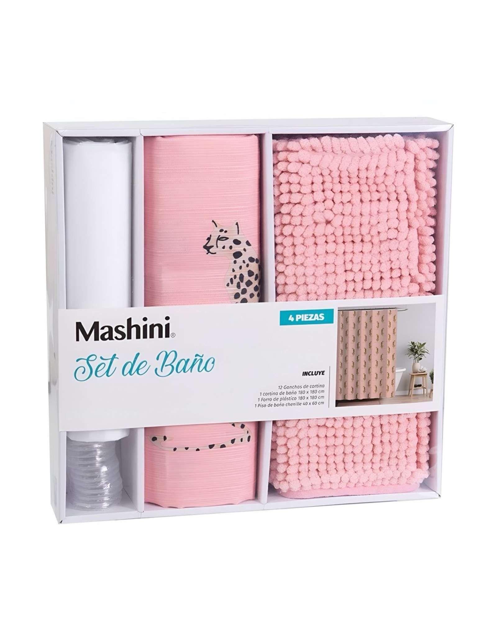 Sets juego de Baño en Caja 4 Piezas Cortina con Alfombra Mashini  A02-2
