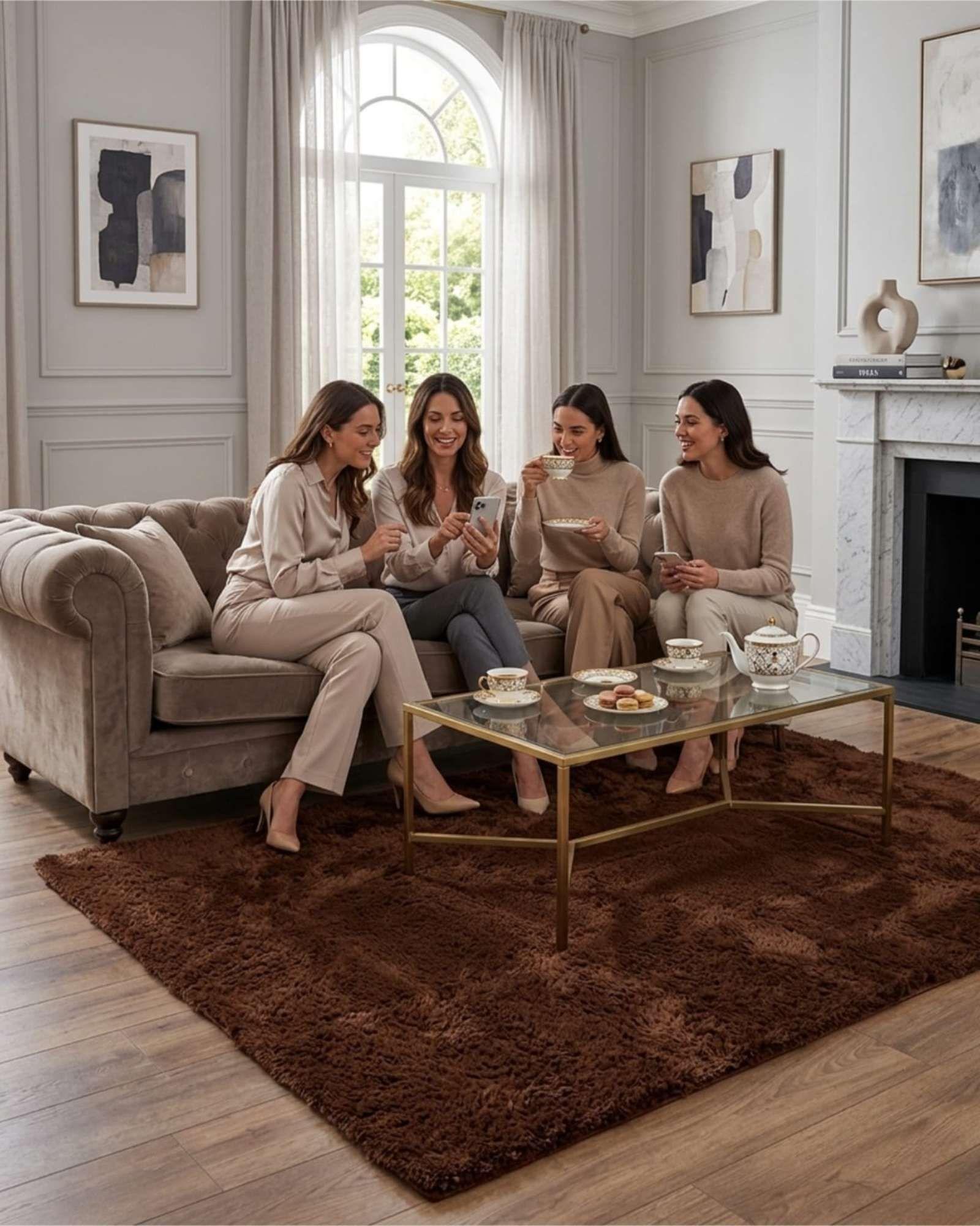 Alfombra Shaggy Peluda Extra Suave VERANO / INVIERNO 240 x 200 cm Café-2