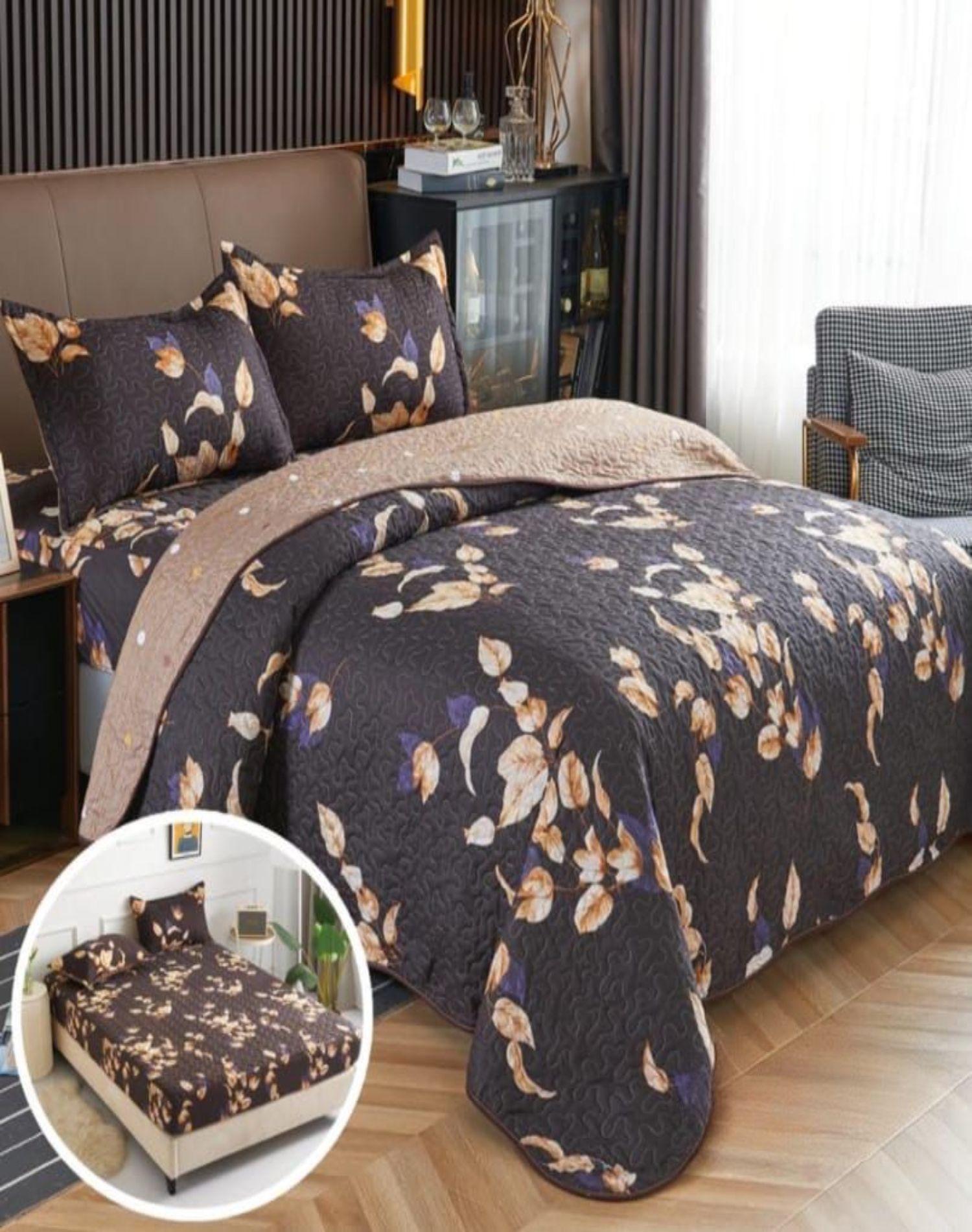 CUBRECAMA QUILT 5 PIEZAS CON JUEGO DE SÁBANAS T06-2