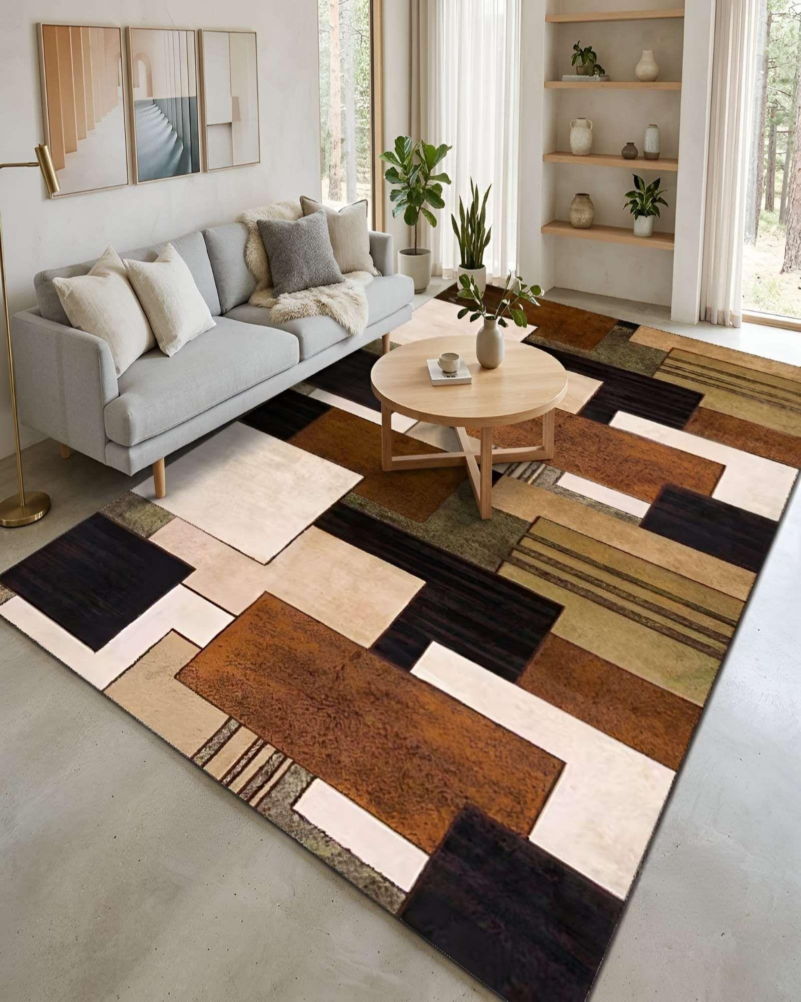 Alfombra de Diseño Geométrico (160x200 cm) Elegancia y Confort para tu Hogar 02-4