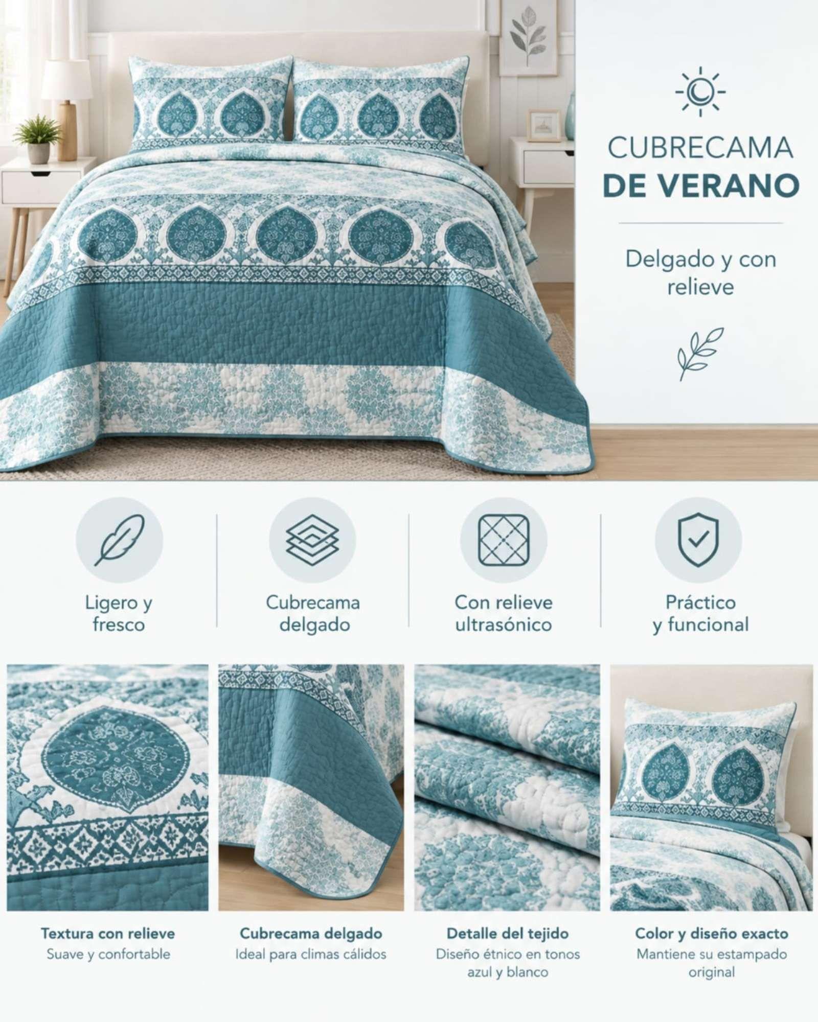 Quilt Delgado Para Verano Fresco King Mas Almohadas m11-4