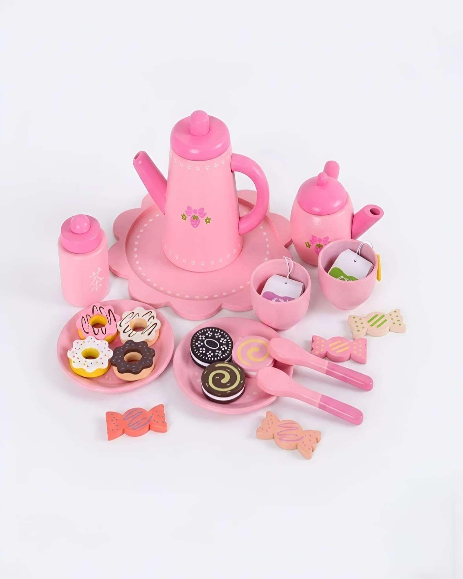 Set de Té de Madera Infantil - Juego de Té y Pastelería con Accesorios-2